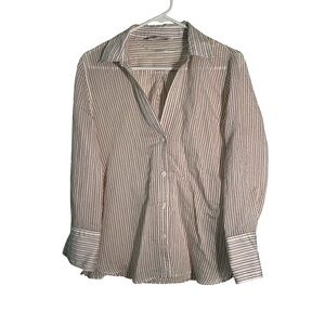 Zara Striped Button Down Shirt - Black and White